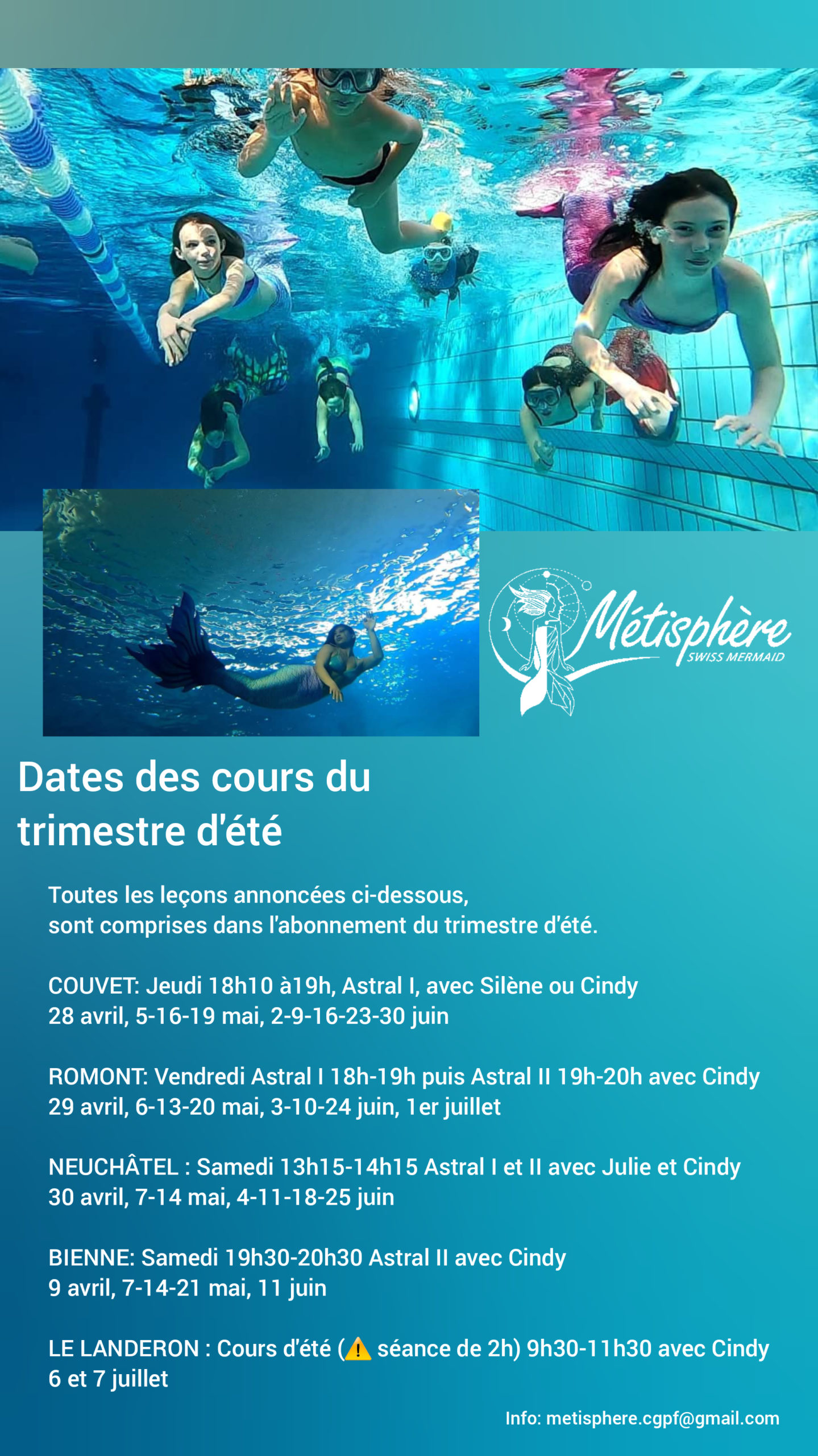Métisphère dates et horaire trimestre d'été